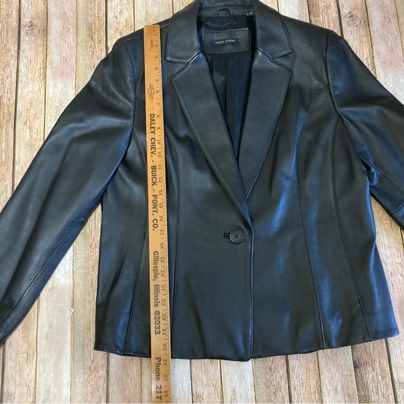 Valerie Steven’s Black Lined 100% Leather Button Down Jacket Size XL Preowned - Picture 2 of 11